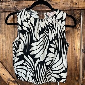Philosophy Black and White Leaf Print Blouse